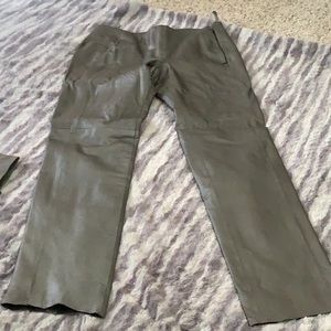 The pant suit Jacket is. Size 10, the pants are a size 8 side zipper, leather